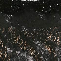 Pre Owned Class by Roberto Cavalli Black Sequined Lace and Beaded Collar Detail Dress M