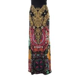 Cavalli Class Multicolor Baroque Print Flared Maxi Skirt M