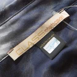 مملوكة مسبقًا قميص كلاس باي روبرتو كافالي حرير سترتش مطبوع متعدد الألوان M