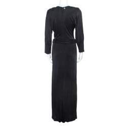 Class by Roberto Cavalli Black Jersey Belted Maxi Dress M