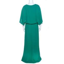 Class by Roberto Cavalli Green Crepe Kaftan Sleeve Maxi Dress L