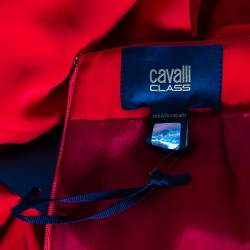 Pre Owned Class by Roberto Cavalli Red Cady Paneled Maxi Skirt M