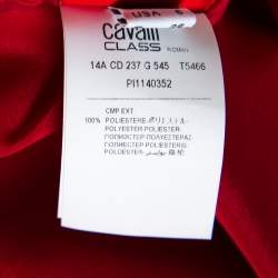 Pre Owned Class by Roberto Cavalli Red Cady Paneled Maxi Skirt M