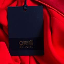 Pre Owned Class by Roberto Cavalli Red Cady Paneled Maxi Skirt M