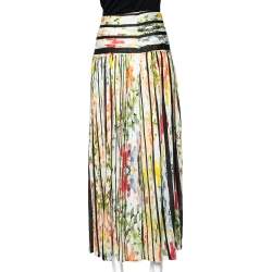 Pre Owned تنورة كافالي كلاس ماكسي تريكو طباعة زهور متعدد الألوان مقاس صغير