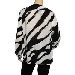 Pre Owned Class by Roberto Cavalli Monochrome Chiffon Neck Tie Detail Blouse L 