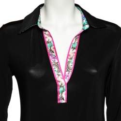 Pre Owned Class by Roberto Cavalli Black Jersey Contrast Paneled Top M