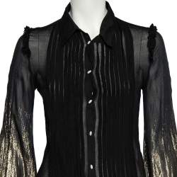 Class by Roberto Cavalli Black Lurex Crepe Button Front Shirt M