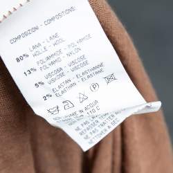 Pre Owned Class by Roberto Cavalli Brown Wool Knit Contrast Trim Cold Shoulder Detail Top M