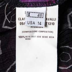 Class by Roberto Cavalli Black Floral Print Silk Sheer Blouse L