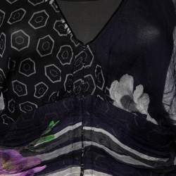 Class by Roberto Cavalli Black Floral Print Silk Sheer Blouse L