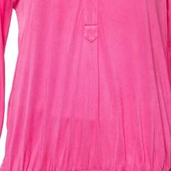 Pre Owned Class by Roberto Cavalli Pink Silk Knit Button Front Top M
