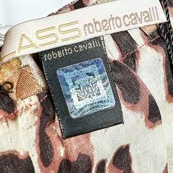 Class by Roberto Cavalli Pink & Animal Printed Silk Layered Maxi Skirt L