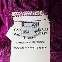 Pre Owned Class by Roberto Cavalli Purple Silk Contrast Waist Tie Detail Dress M