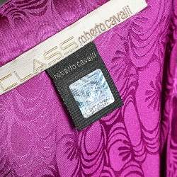 Pre Owned Class by Roberto Cavalli Purple Silk Contrast Waist Tie Detail Dress M
