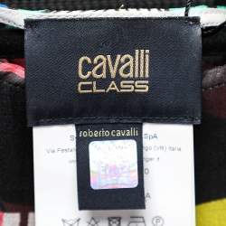 مملوكة مسبقًا Cavalli Class Multicolor Printed Silk Kaftan Top L 