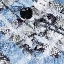 Pre Owned Class by Roberto Cavalli Blue Jacquard Buttoned Shrug M