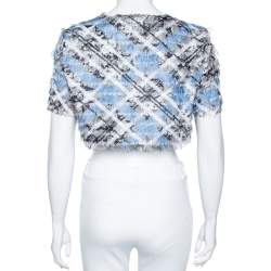 Pre Owned Class by Roberto Cavalli Blue Jacquard Buttoned Shrug M