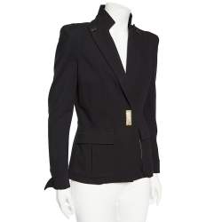 Pre Owned Class by Roberto Cavalli Black Knit Pocketed Single Breasted Blazer M