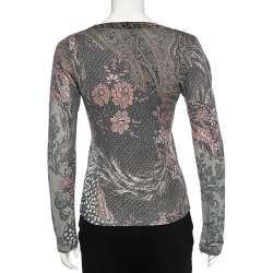 Pre Owned Class by Roberto Cavalli Multicolor Paisley Print Knit Scoop Neck Top M