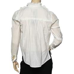 Pre Owned قميص كلاس من روبرتو كافالي قطن مكشكش أبيض أوف وايت مقاس متوسط - ميديوم