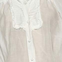 Pre Owned قميص كلاس من روبرتو كافالي قطن مكشكش أبيض أوف وايت مقاس متوسط - ميديوم