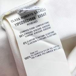 Pre Owned فستان كلاس باي روبرتو كافالي جيرسيه مطبوع مورد بيج مقاس كبير (لارج)