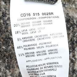 Pre Owned Class By Roberto Cavalli Brown Intarsia Knit & Fur Trimmed Cardigan M