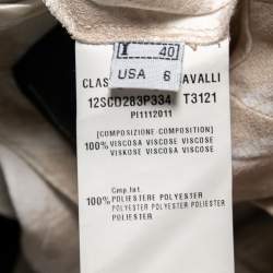 Class by Roberto Cavalli Beige Crepe Printed Belted Trousers S