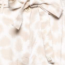 Class by Roberto Cavalli Beige Crepe Printed Belted Trousers S