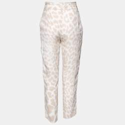 Class by Roberto Cavalli Beige Crepe Printed Belted Trousers S