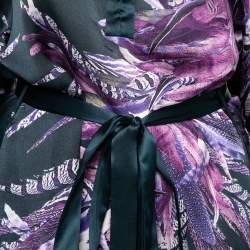 Pre Owned Just Cavalli Multicolor Printed Silk Belted Dress M