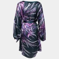 Pre Owned Just Cavalli Multicolor Printed Silk Belted Dress M