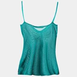 Class by Roberto Cavalli Teal Blue Knit Embellished Hem Camisole M