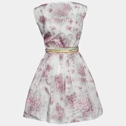 مملوكة مسبقًا Class by Roberto Cavalli White Floral Printed Sleeveless Mini Dress M