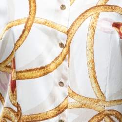 Class by Roberto Cavalli Cream Chain Print Silk Shirt M