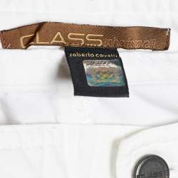 Pre Owned Class by Roberto Cavalli White Cotton Straight Leg Trousers L