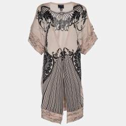 Pre Owned Class by Roberto Cavalli Light Pink Printed Knit Shrug M
