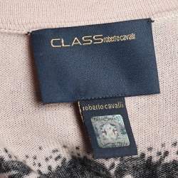 Pre Owned Class by Roberto Cavalli Light Pink Printed Knit Shrug M