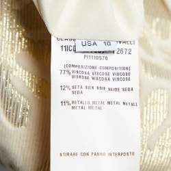 Pre Owned Class by Roberto Cavalli Gold Devore Fringe Detail Belted Sleeveless Dress L