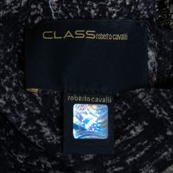 Pre Owned Class by Roberto Cavalli Black Printed Chiffon Halterneck Midi Dress M