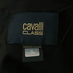 Pre Owned Cavalli Class Black Lace Layered Peplum Blouse M