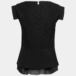 Pre Owned Cavalli Class Black Lace Layered Peplum Blouse M