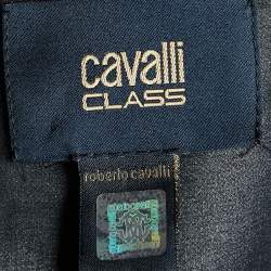 Pre Owned Cavalli Class Navy Blue Printed Maxi Dress M