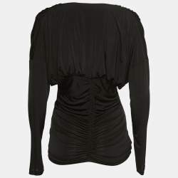 مملوكة مسبقًا Class by Roberto Cavalli Black Jersey Ruched Top M