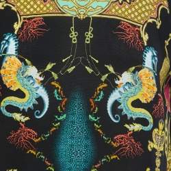 مملوكة مسبقًا Class by Roberto Cavalli Black Printed Silk Top M