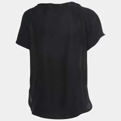 مملوكة مسبقًا Class by Roberto Cavalli Black Printed Silk Top M