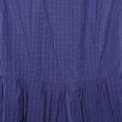 Cavalli Class Purple Seersucker Cotton & Lace Sleeveless Dress M