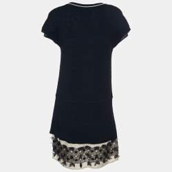 مملوكة مسبقًا Cavalli Class Black Knit Lace Detail Shift Dress M