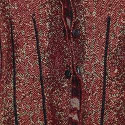 Pre Owned Class by Roberto Cavalli Red Animal Pattern Knit Button Front Jacket M